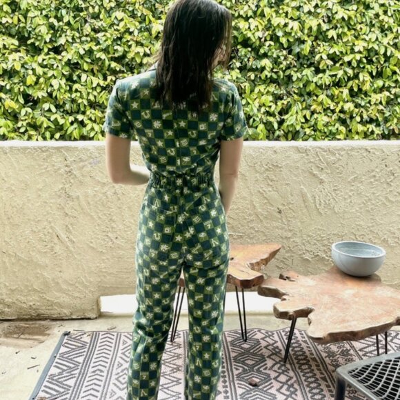 Big Bud Press Women's Jumpsuit size XXS Green Good Luck Shamrock Horseshoe Rare - Picture 7 of 8